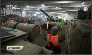 The PLA Conducts Amphibious Training Drills with Civilian RO-RO Cargo Vessels