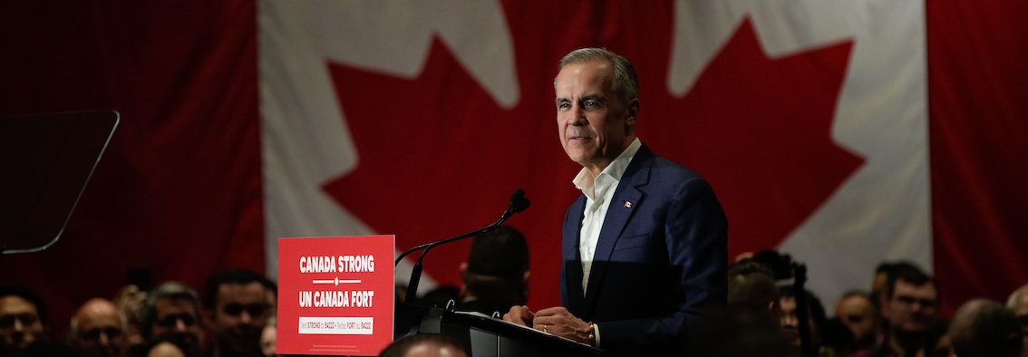 Canada's Liberal Party leader, Mark Carney, attends a federal election campaign rally at Sheraton Vancouver Airport Hotel in Richmond, British Columbia, Canada, on April 7, 2025.