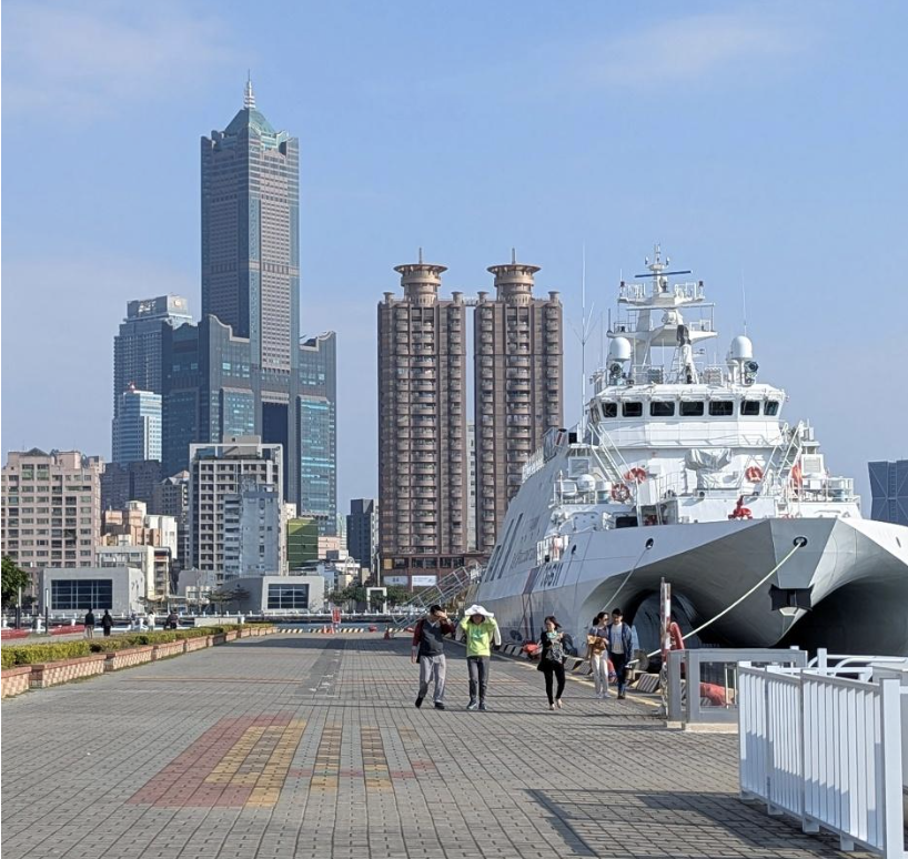 A modern CGA Anping class offshore patrol vessel docked in Kaohsiung, Taiwan