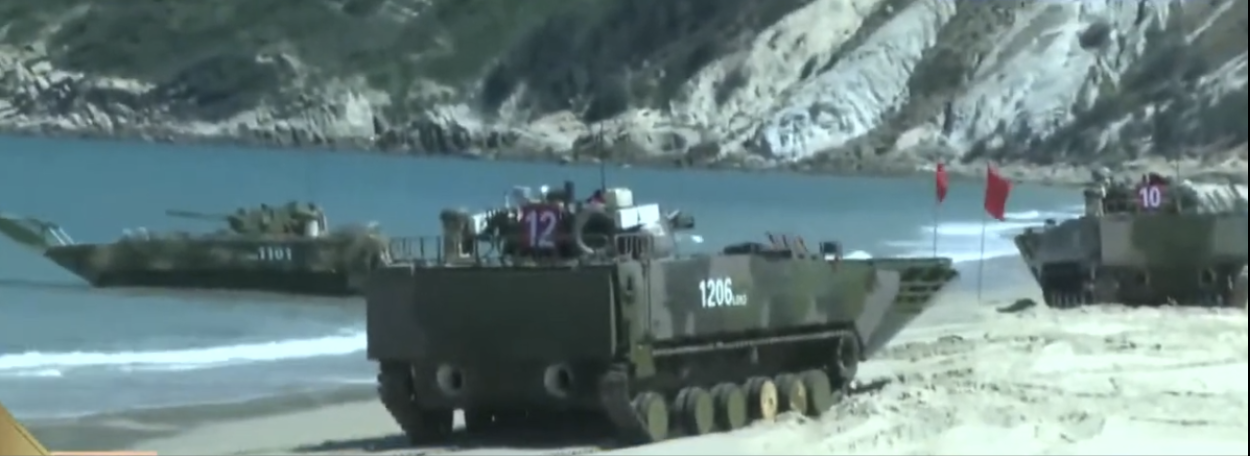 Amphibious landing vehicles operated by the Fujian based PLA 73rd Group Army conducting training at an unidentified location, July 2021