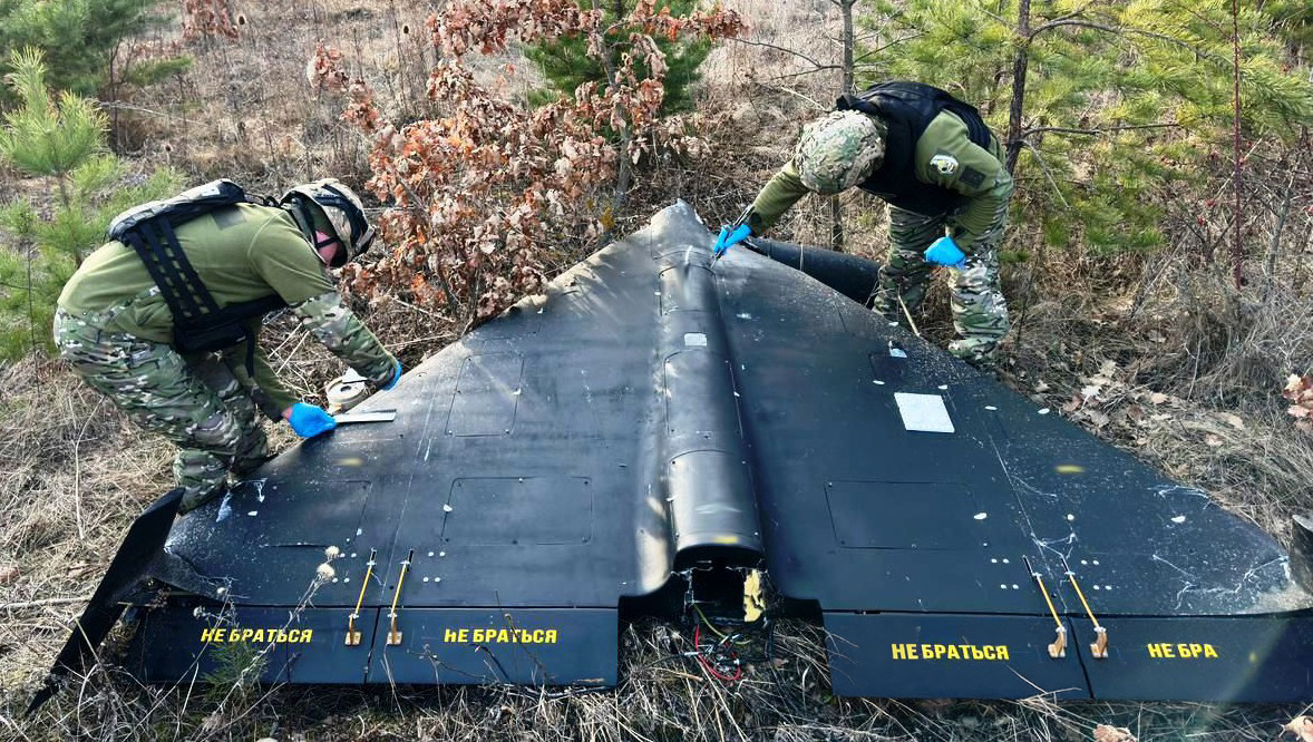 Remains of Shahed drone in Vinnytsia Oblast, 2024 03 18 (01) (cropped)