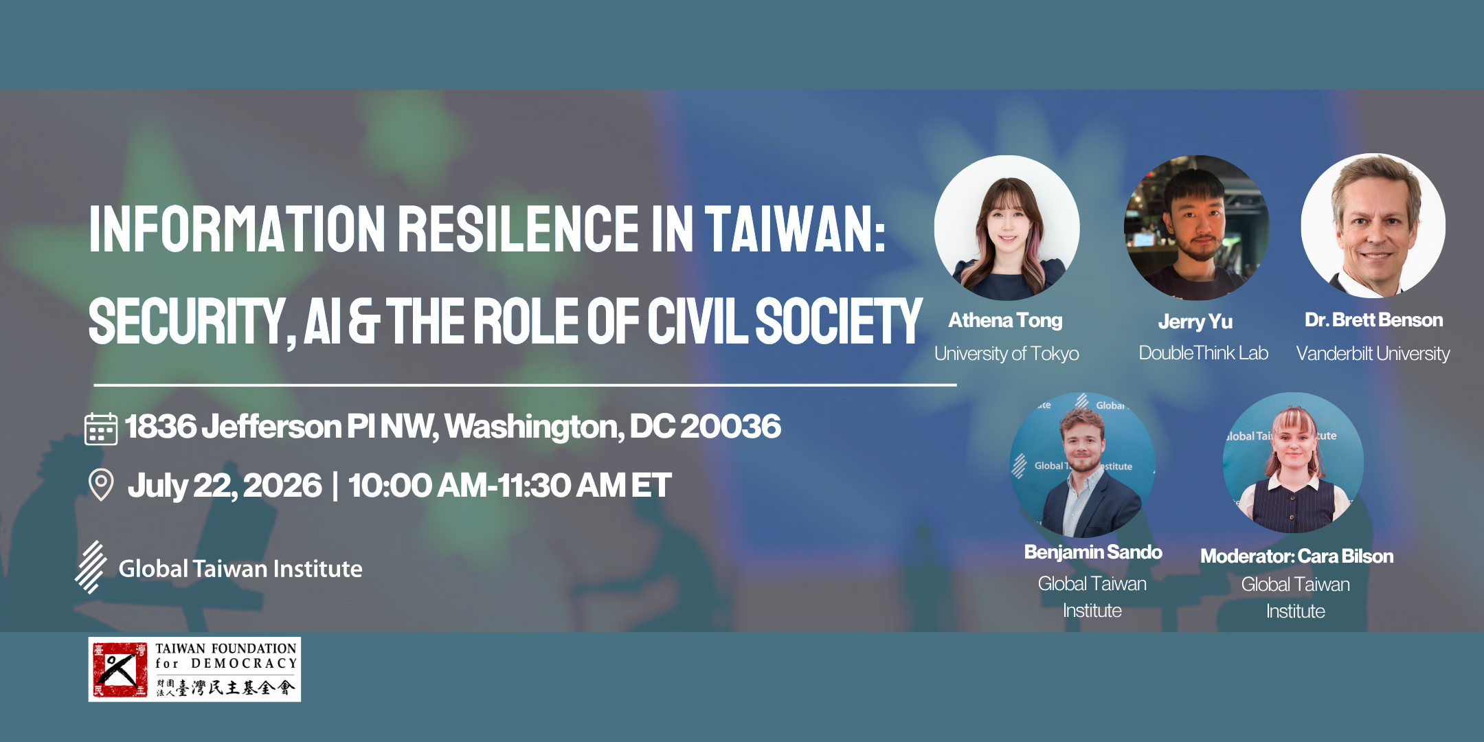 July 22: Information Resilience in Taiwan: Security, AI & Civil Society